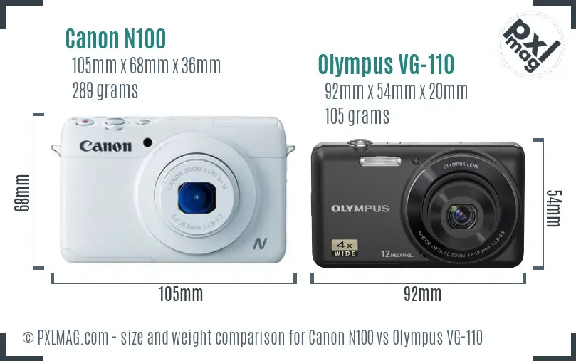 Canon N100 vs Olympus VG-110 size comparison