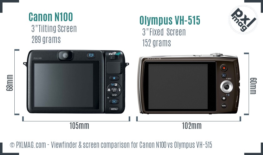 Canon N100 vs Olympus VH-515 Screen and Viewfinder comparison