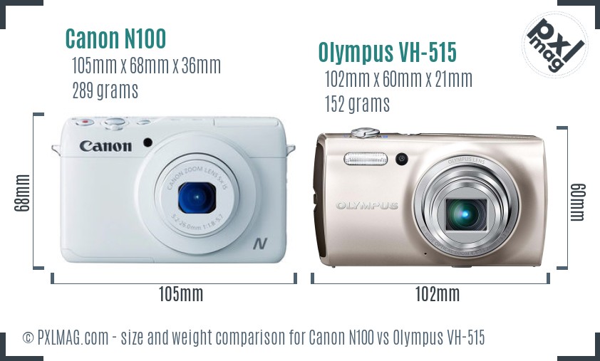 Canon N100 vs Olympus VH-515 size comparison