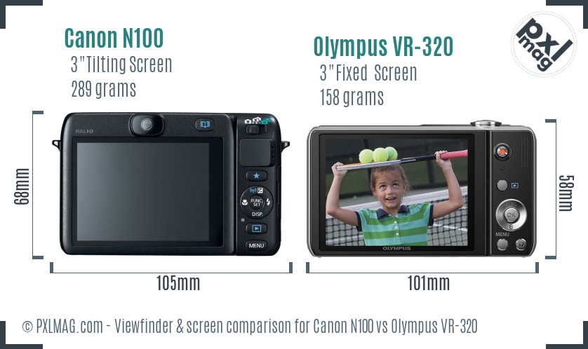 Canon N100 vs Olympus VR-320 Screen and Viewfinder comparison