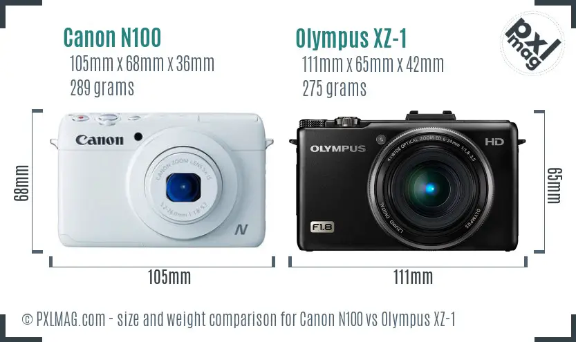 Canon N100 vs Olympus XZ-1 size comparison Canon N100 vs Olympus XZ-1 size comparison