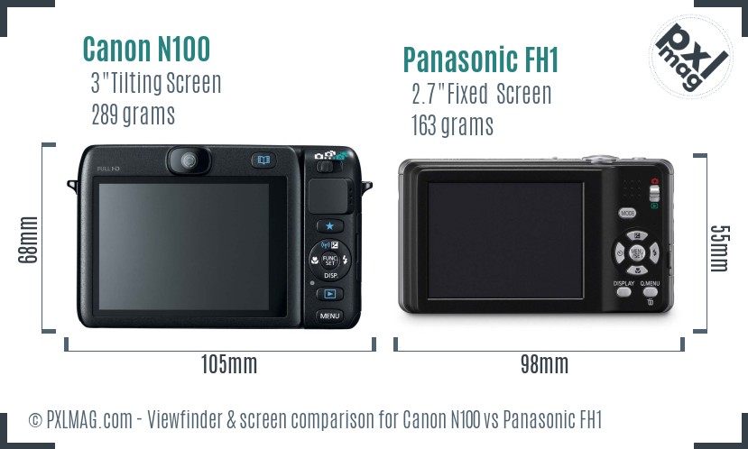 Canon N100 vs Panasonic FH1 Screen and Viewfinder comparison
