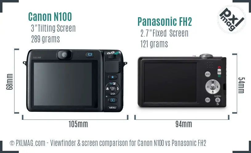 Canon N100 vs Panasonic FH2 Screen and Viewfinder comparison