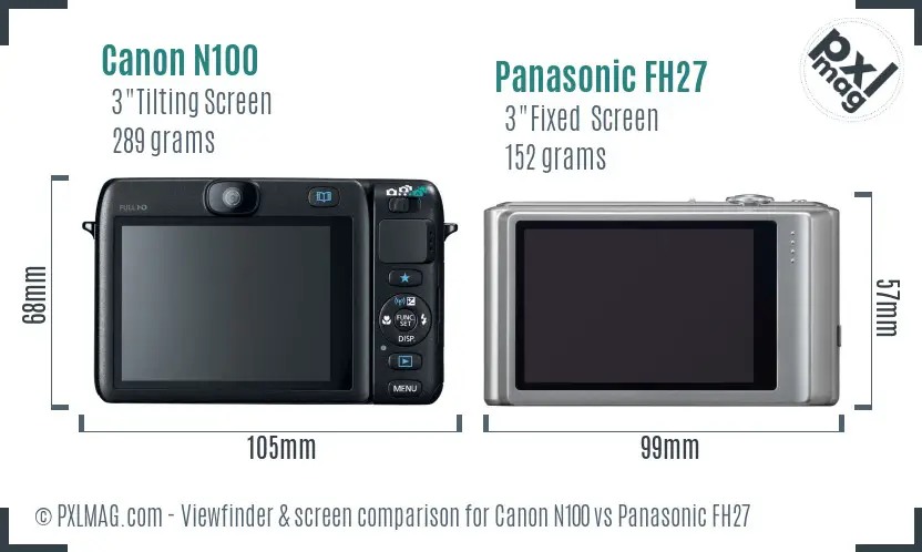 Canon N100 vs Panasonic FH27 Screen and Viewfinder comparison Canon N100 vs Panasonic FH27 Screen and Viewfinder comparison