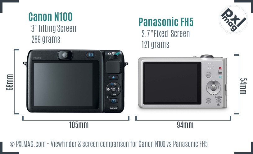 Canon N100 vs Panasonic FH5 Screen and Viewfinder comparison