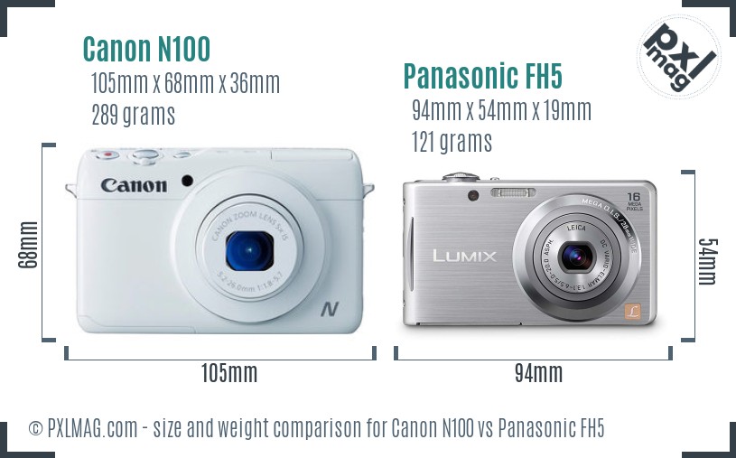 Canon N100 vs Panasonic FH5 size comparison Canon N100 vs Panasonic FH5 size comparison