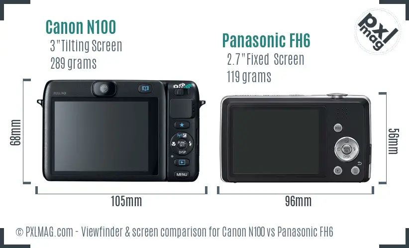 Canon N100 vs Panasonic FH6 Screen and Viewfinder comparison Canon N100 vs Panasonic FH6 Screen and Viewfinder comparison