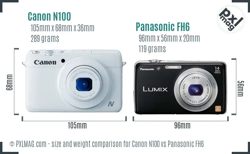 Canon N100 vs Panasonic FH6 size comparison Canon N100 vs Panasonic FH6 size comparison
