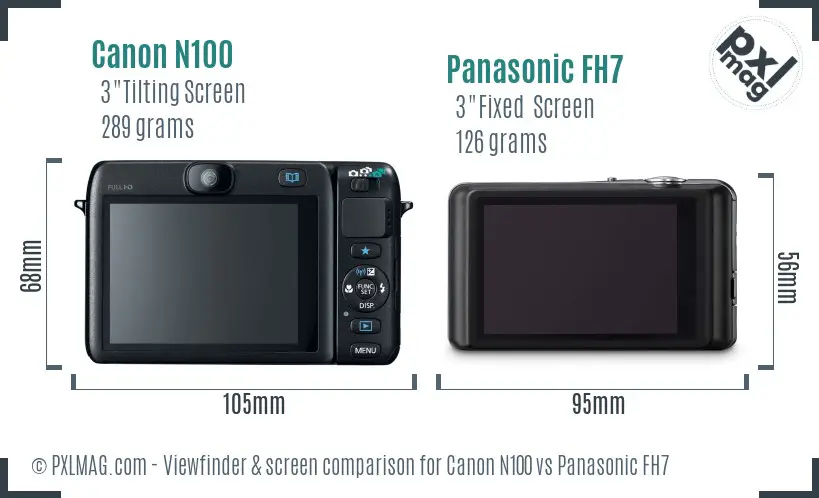 Canon N100 vs Panasonic FH7 Screen and Viewfinder comparison