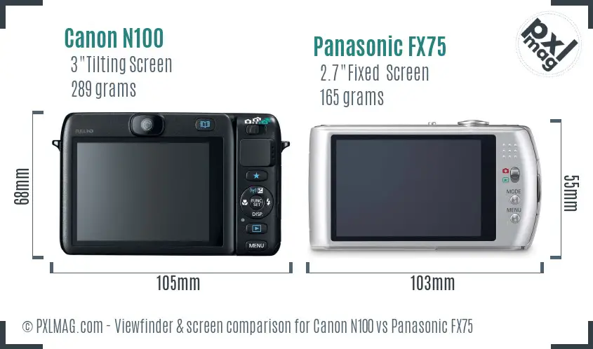 Canon N100 vs Panasonic FX75 Screen and Viewfinder comparison Canon N100 vs Panasonic FX75 Screen and Viewfinder comparison