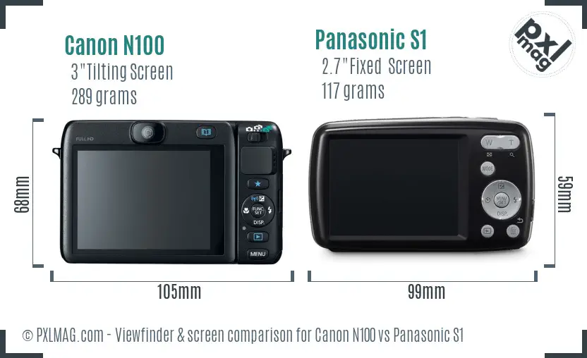 Canon N100 vs Panasonic S1 Screen and Viewfinder comparison