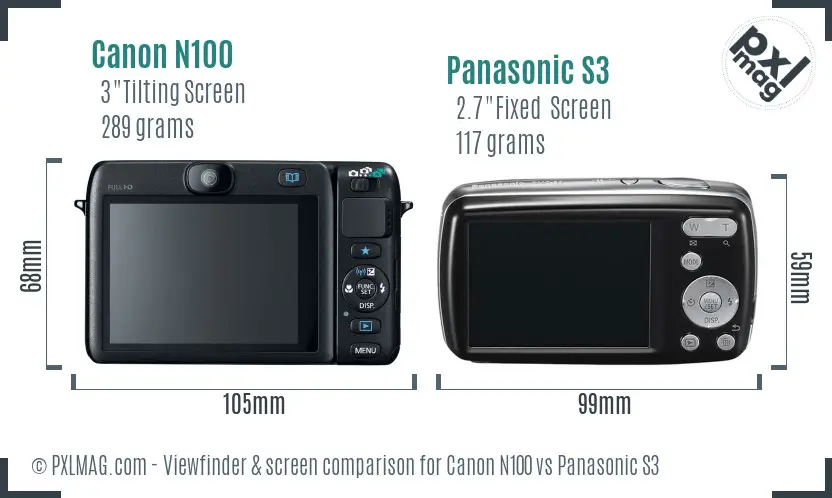 Canon N100 vs Panasonic S3 Screen and Viewfinder comparison