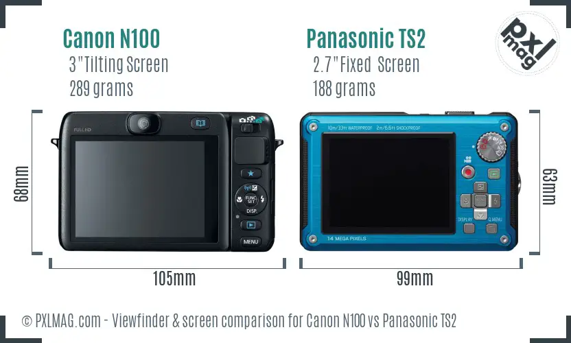 Canon N100 vs Panasonic TS2 Screen and Viewfinder comparison
