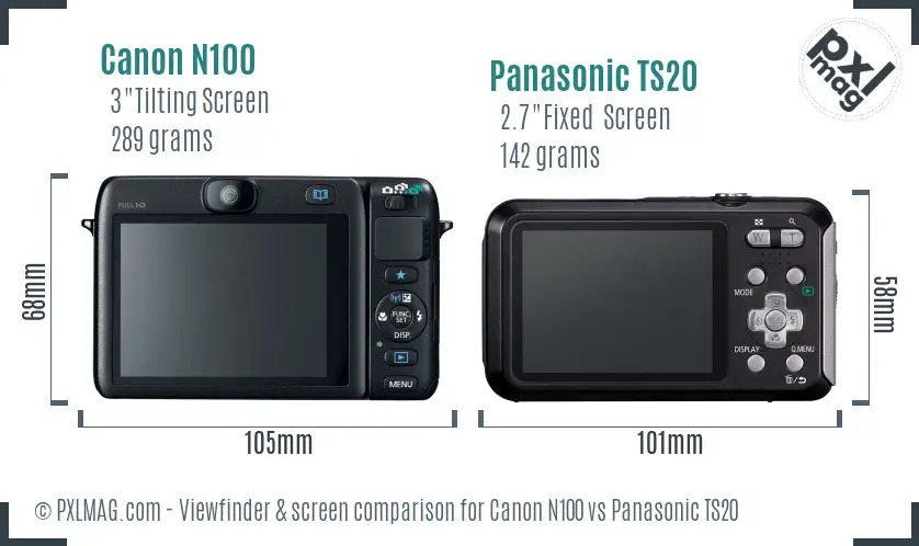 Canon N100 vs Panasonic TS20 Screen and Viewfinder comparison
