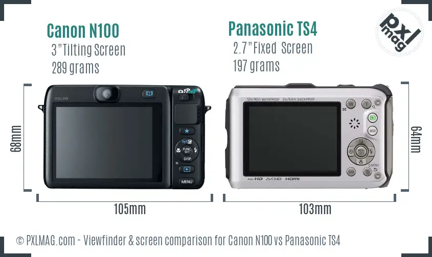 Canon N100 vs Panasonic TS4 Screen and Viewfinder comparison