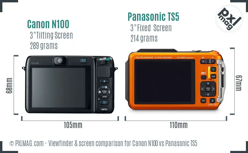 Canon N100 vs Panasonic TS5 Screen and Viewfinder comparison