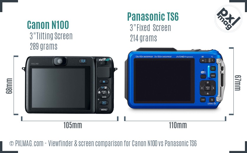 Canon N100 vs Panasonic TS6 Screen and Viewfinder comparison