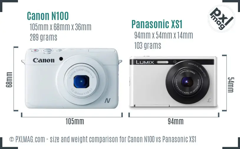 Canon N100 vs Panasonic XS1 size comparison