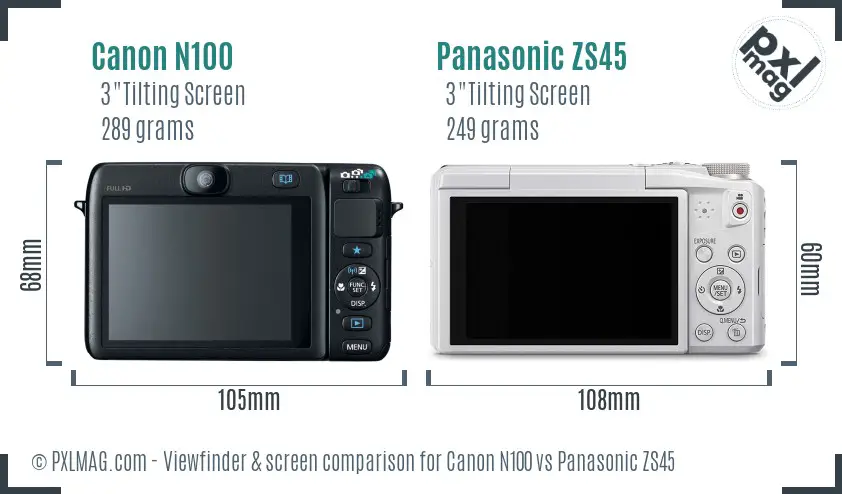 Canon N100 vs Panasonic ZS45 Screen and Viewfinder comparison Canon N100 vs Panasonic ZS45 Screen and Viewfinder comparison