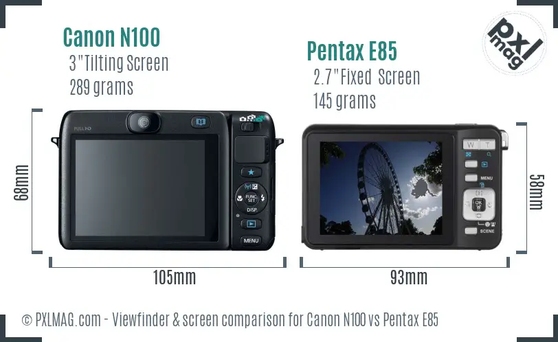 Canon N100 vs Pentax E85 Screen and Viewfinder comparison Canon N100 vs Pentax E85 Screen and Viewfinder comparison