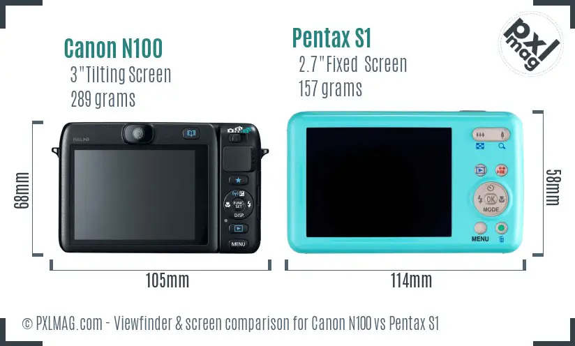 Canon N100 vs Pentax S1 Screen and Viewfinder comparison