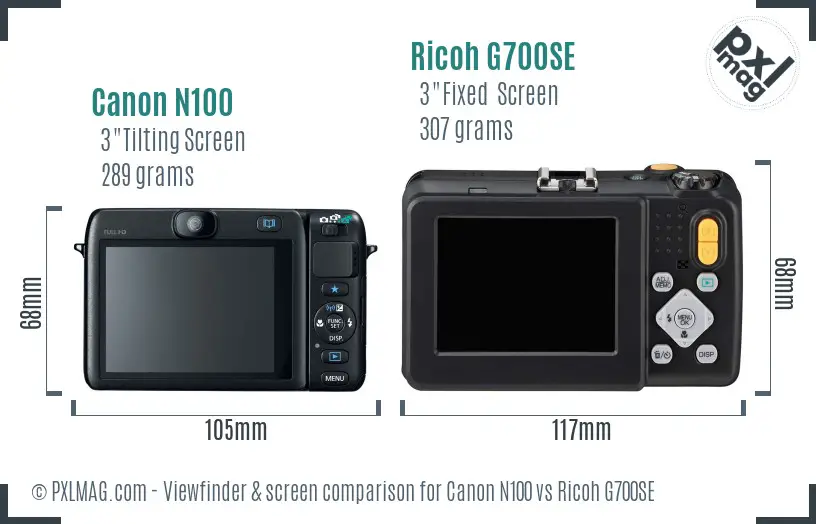 Canon N100 vs Ricoh G700SE Screen and Viewfinder comparison Canon N100 vs Ricoh G700SE Screen and Viewfinder comparison