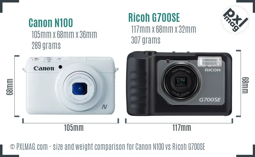 Canon N100 vs Ricoh G700SE size comparison Canon N100 vs Ricoh G700SE size comparison