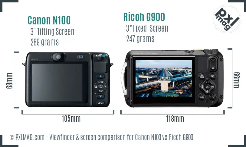 Canon N100 vs Ricoh G900 Screen and Viewfinder comparison