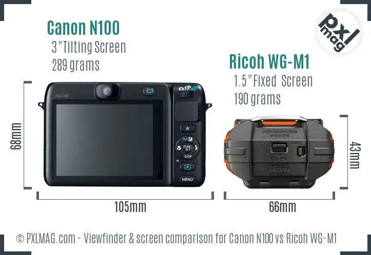 Canon N100 vs Ricoh WG-M1 Screen and Viewfinder comparison