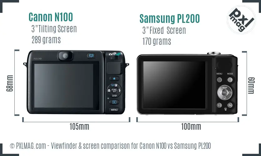 Canon N100 vs Samsung PL200 Screen and Viewfinder comparison