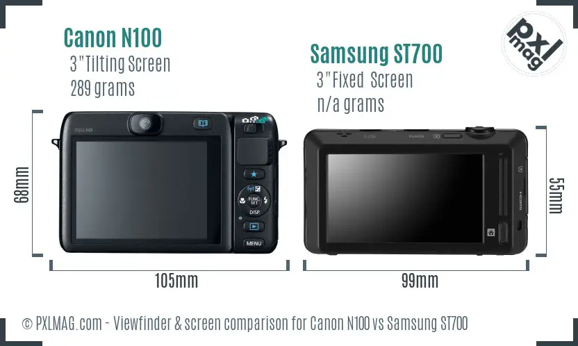 Canon N100 vs Samsung ST700 Screen and Viewfinder comparison