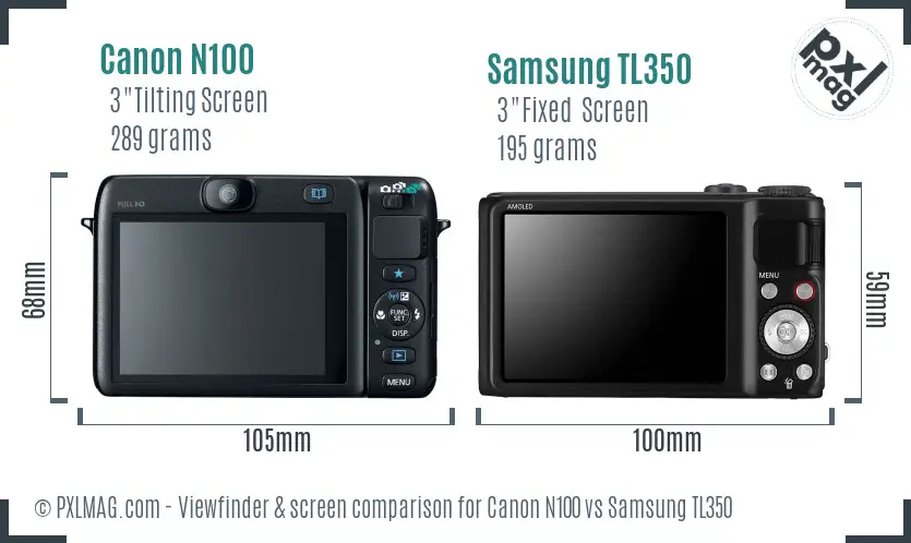 Canon N100 vs Samsung TL350 Screen and Viewfinder comparison
