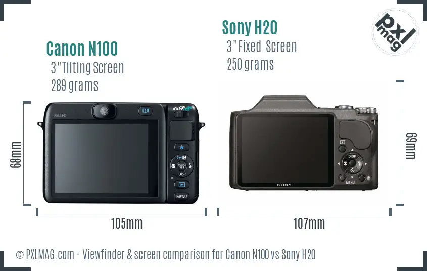 Canon N100 vs Sony H20 Screen and Viewfinder comparison Canon N100 vs Sony H20 Screen and Viewfinder comparison