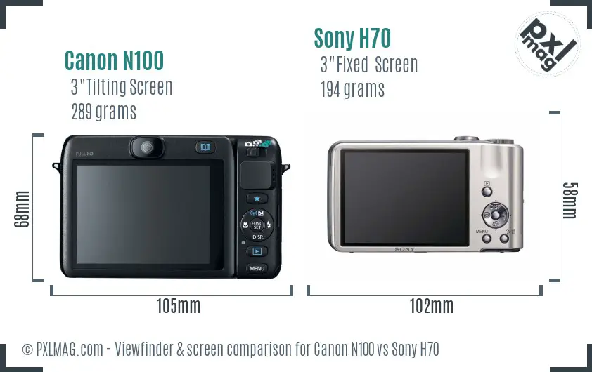 Canon N100 vs Sony H70 Screen and Viewfinder comparison Canon N100 vs Sony H70 Screen and Viewfinder comparison