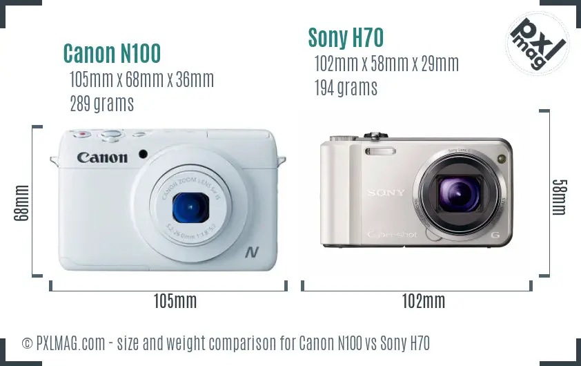 Canon N100 vs Sony H70 size comparison Canon N100 vs Sony H70 size comparison