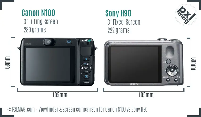 Canon N100 vs Sony H90 Screen and Viewfinder comparison