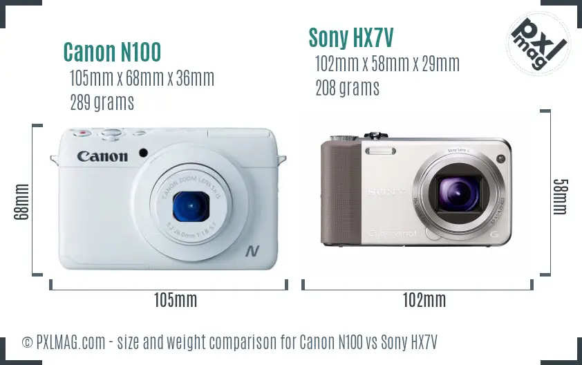 Canon N100 vs Sony HX7V size comparison Canon N100 vs Sony HX7V size comparison