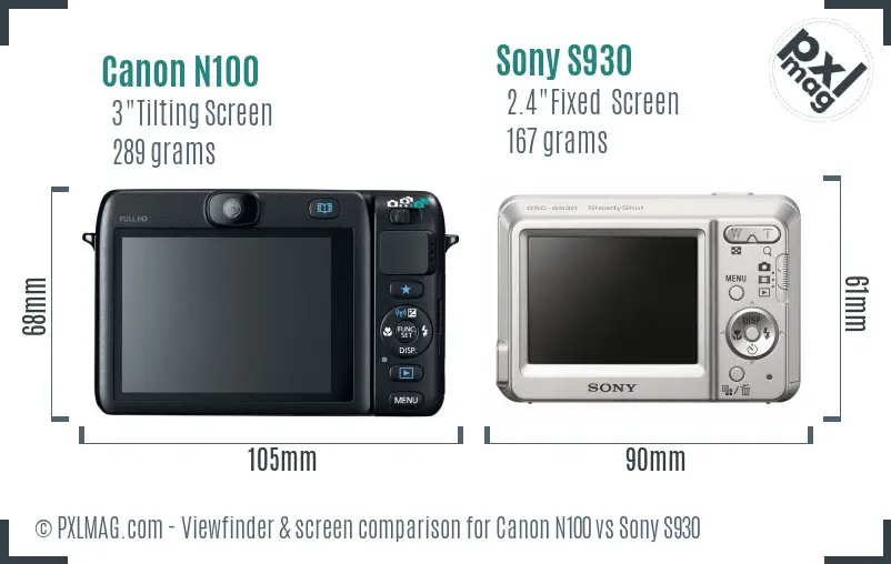 Canon N100 vs Sony S930 Screen and Viewfinder comparison