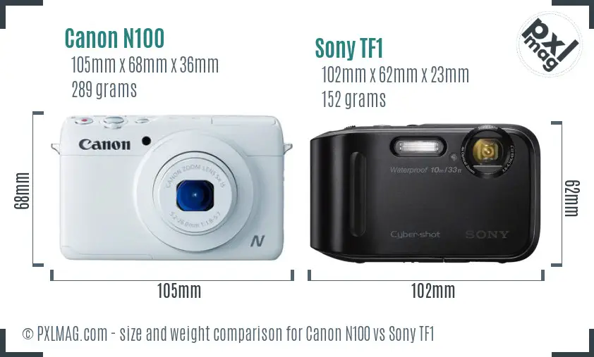 Canon N100 vs Sony TF1 size comparison Canon N100 vs Sony TF1 size comparison