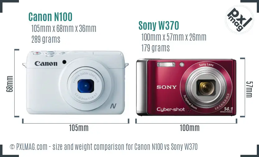 Canon N100 vs Sony W370 size comparison Canon N100 vs Sony W370 size comparison