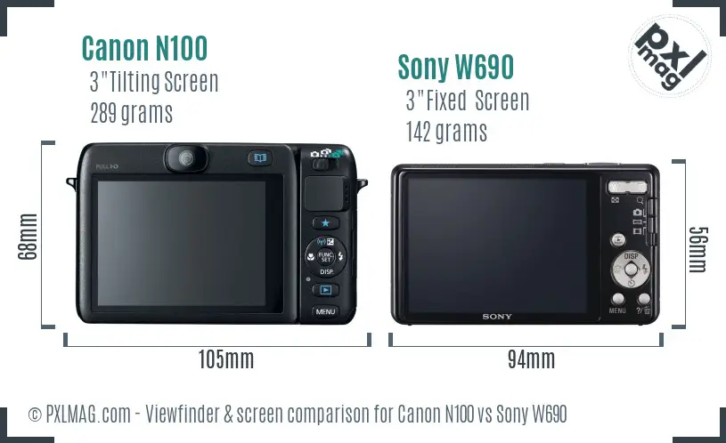 Canon N100 vs Sony W690 Screen and Viewfinder comparison