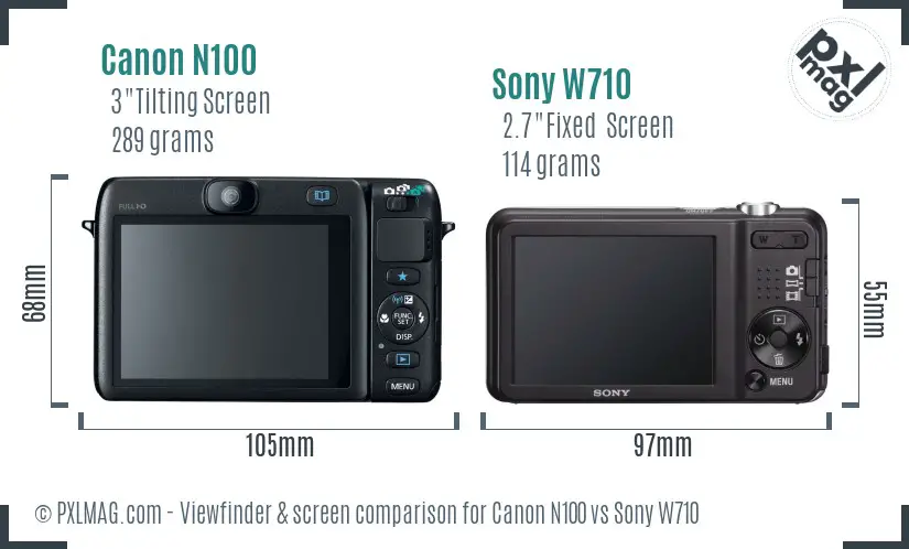 Canon N100 vs Sony W710 Screen and Viewfinder comparison