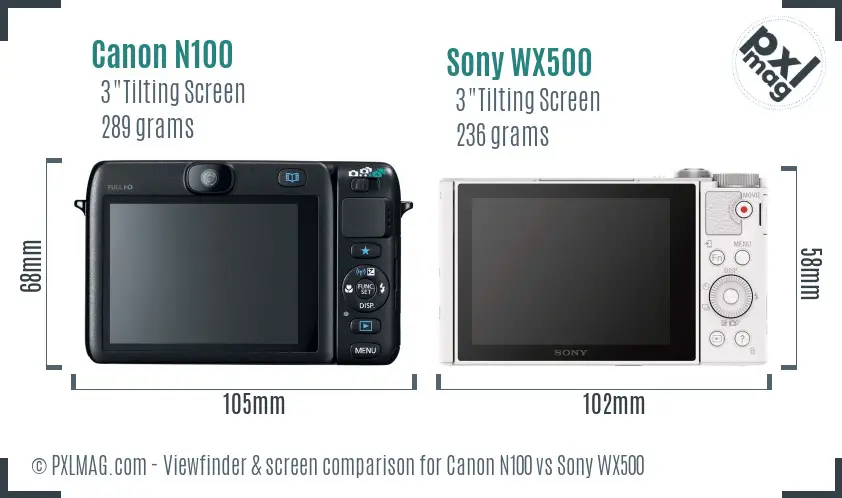 Canon N100 vs Sony WX500 Screen and Viewfinder comparison Canon N100 vs Sony WX500 Screen and Viewfinder comparison