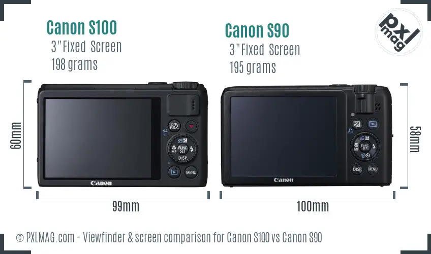 Canon S100 vs Canon S90 Screen and Viewfinder comparison