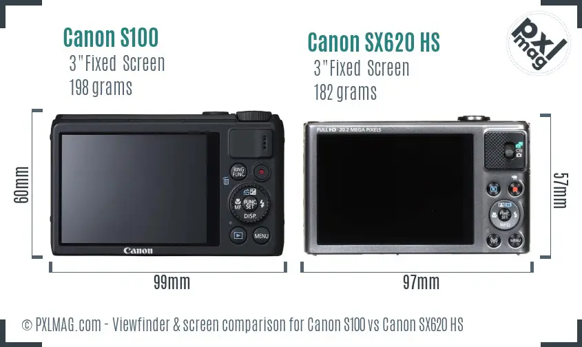 Canon S100 vs Canon SX620 HS Screen and Viewfinder comparison Canon S100 vs Canon SX620 HS Screen and Viewfinder comparison
