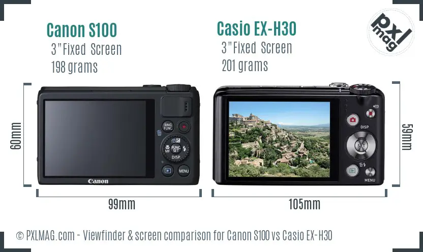 Canon S100 vs Casio EX-H30 Screen and Viewfinder comparison Canon S100 vs Casio EX-H30 Screen and Viewfinder comparison