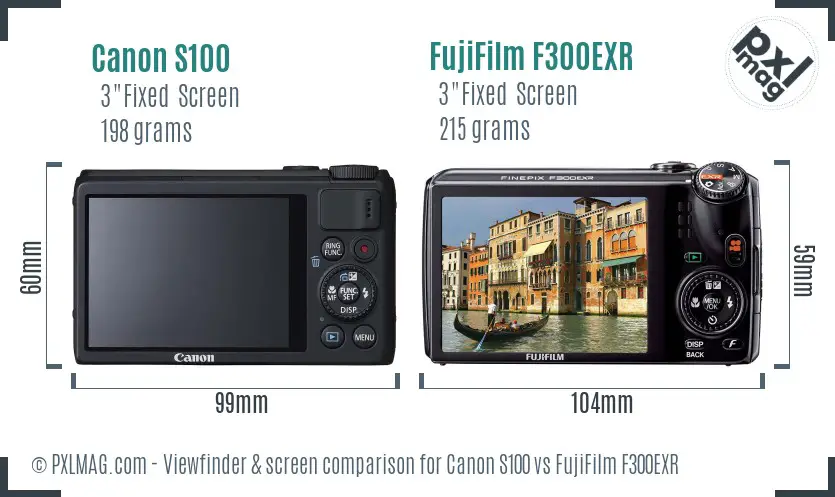 Canon S100 vs FujiFilm F300EXR Screen and Viewfinder comparison Canon S100 vs FujiFilm F300EXR Screen and Viewfinder comparison