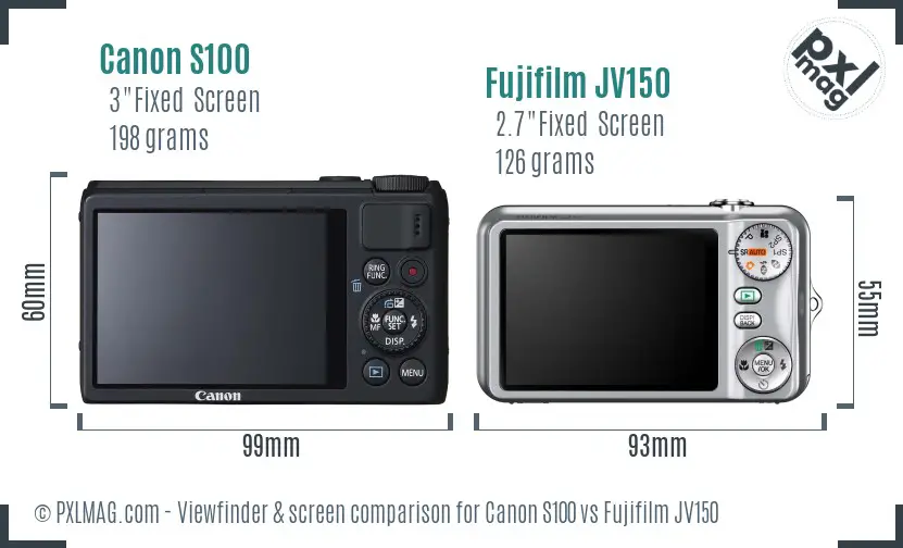 Canon S100 vs Fujifilm JV150 Screen and Viewfinder comparison Canon S100 vs Fujifilm JV150 Screen and Viewfinder comparison