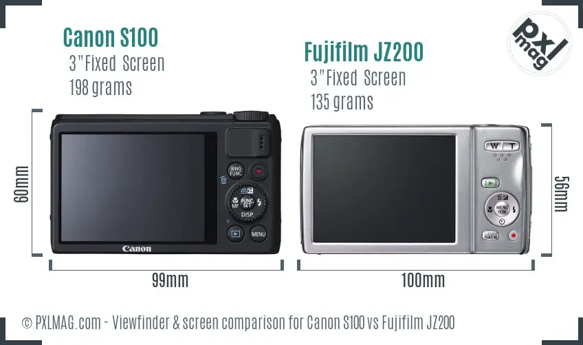 Canon S100 vs Fujifilm JZ200 Screen and Viewfinder comparison Canon S100 vs Fujifilm JZ200 Screen and Viewfinder comparison