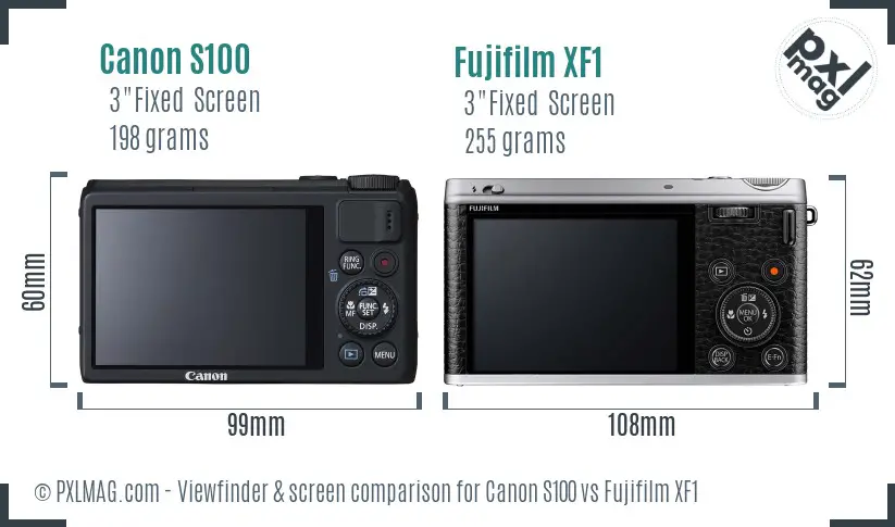 Canon S100 vs Fujifilm XF1 Screen and Viewfinder comparison Canon S100 vs Fujifilm XF1 Screen and Viewfinder comparison